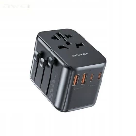 Awei C-39 35W 4-in-1 Adapter with 2xUSB + 3xUSB-C, US/AU/EU/UK - Black
