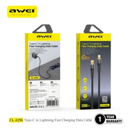 Awei CL-229i Type-C to Lightning Fast Charging Data Cable – Off White