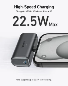 Anker Nano Power Bank 22.5W 5000mAh with Built-In USB-C Connector – Black