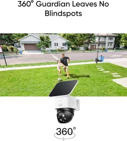 Eufy SoloCam S340 Wireless Outdoor Security Camera - 3K Dual Lens with Solar Panel, 360° Guardian, White