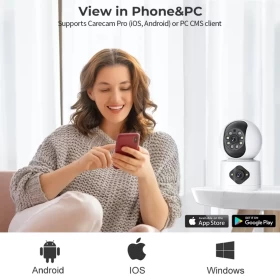 1080P Dual-Lens Indoor WiFi Security Camera with Human Motion Tracking