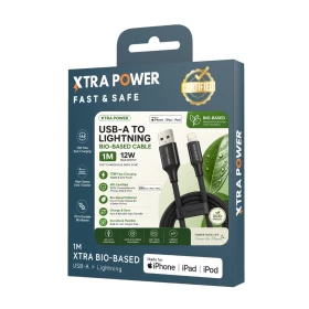 Extra Power USB-A to Lightning Charging Cable 12W Bio-Based Material - 1m