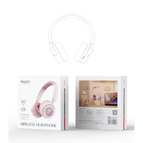 YESIDO EP06 Kids Bluetooth 5.3 Wireless Headphones with RGB Lights – Pink