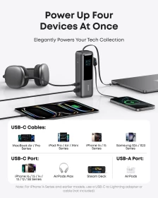 Anker Laptop Power Bank 25K, 165W with Built-In and Retractable Cables