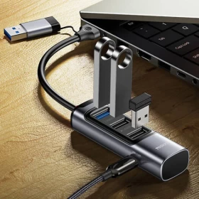 Yesido HB19 USB + Type-C Hub Adapter 5Gbps – Space Gray